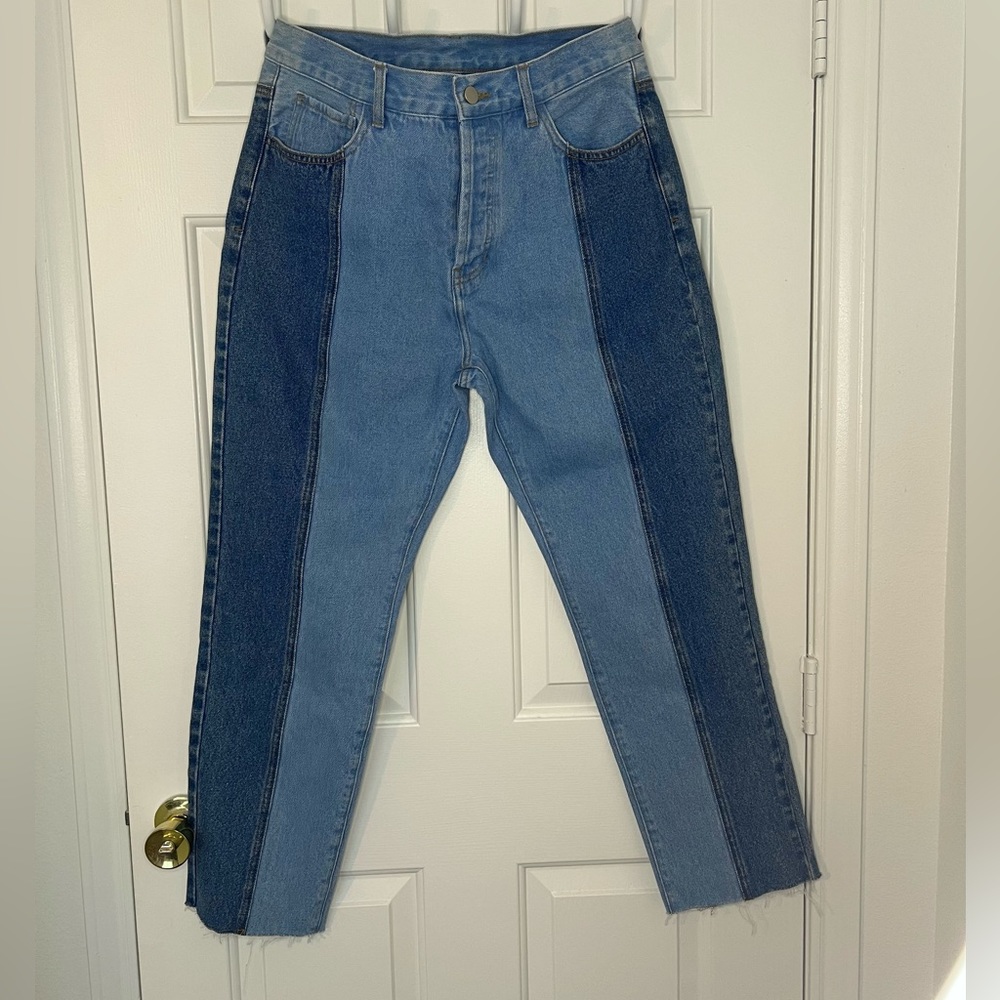 Raw Hem Split Denim Jeans